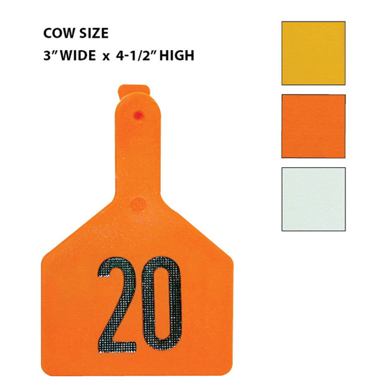 Z Tags Cow Ear Tags Orange Numbered 26-50