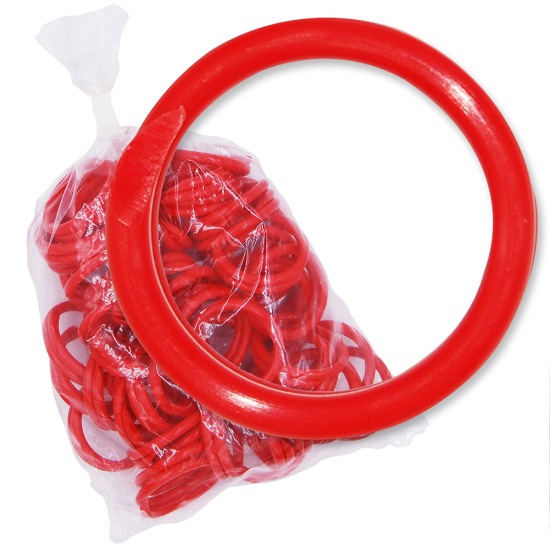 Picture of Red Poultry Bands--11/16" ID--Pkg/50