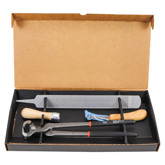Junior Hoof trimming Kit with the box open showing contents