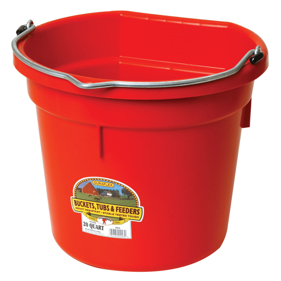 20 Qt. Flat-Back Plastic Bucket - Red