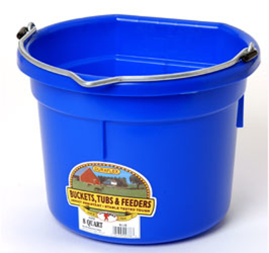 8 Quart Plastic Flat-Back Bucket--Blue