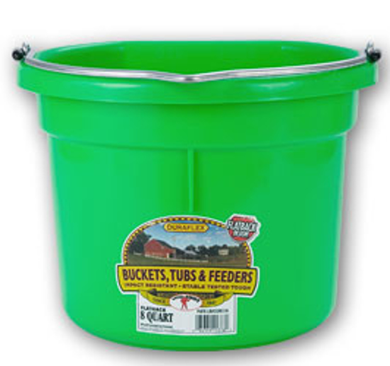 8 Quart Plastic Flat-Back Bucket--Lime Green