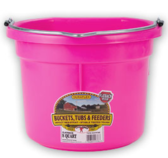 8 Quart Plastic Flat-Back Bucket--Hot Pink