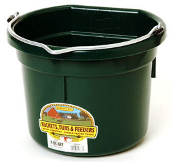 8 Quart Plastic Flat-Back Bucket--Green
