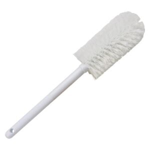 16" Bottle & Valve Brush w/White Bristles & White Handle