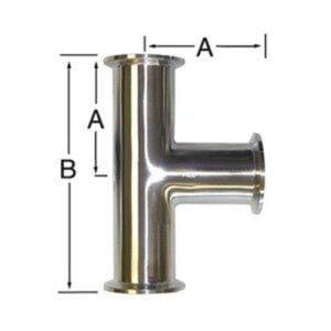CC7-2020-15 (EA) - Reducing Tee (Clamp/Clamp/Clamp) 2" & 2" to 1.5"